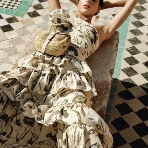 Ulla Johnson Ondine Cotton Poplin One-Shoulder Ruffle Dress Size XL NEW - Picture 2 of 9